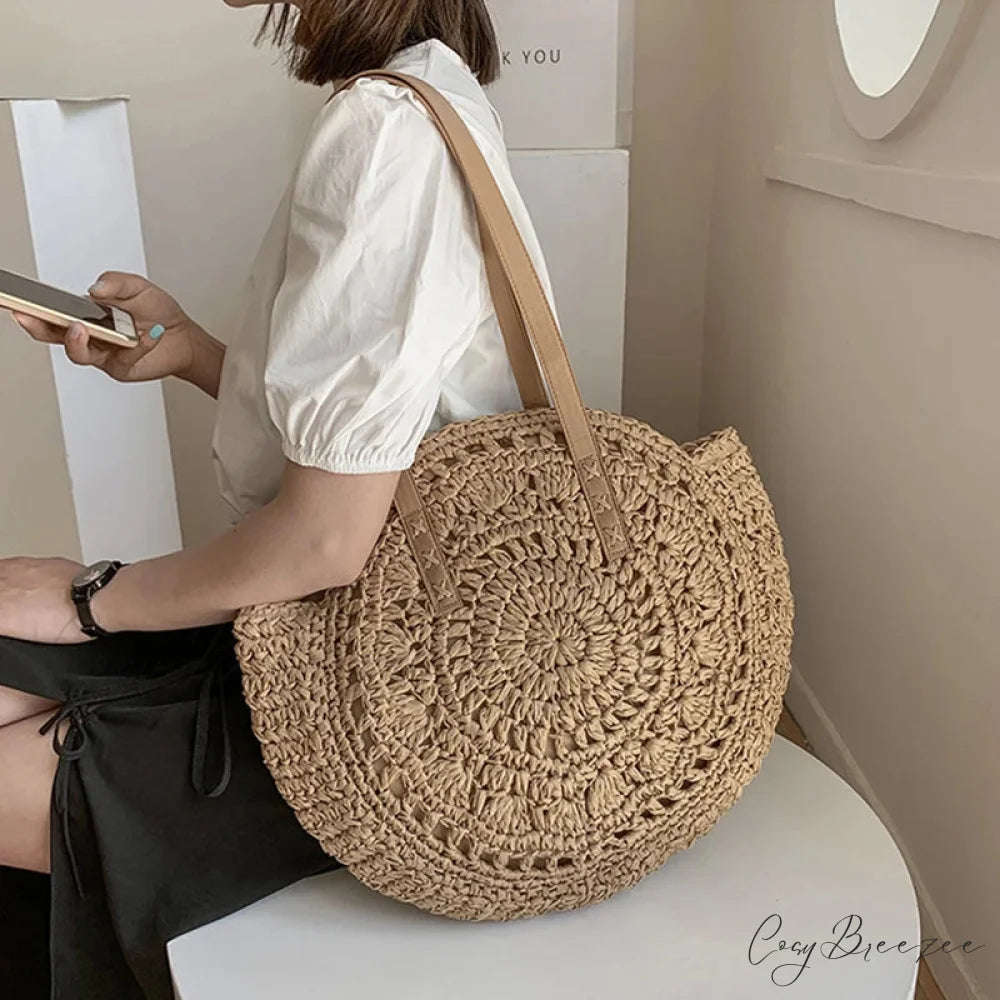Summer Round Straw Shoulder Bag for Women shoulder-250126
