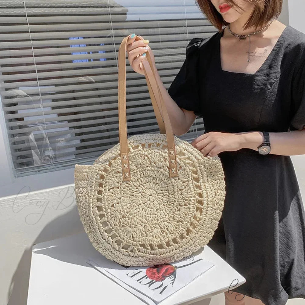 Summer Round Straw Shoulder Bag for Women shoulder-250126