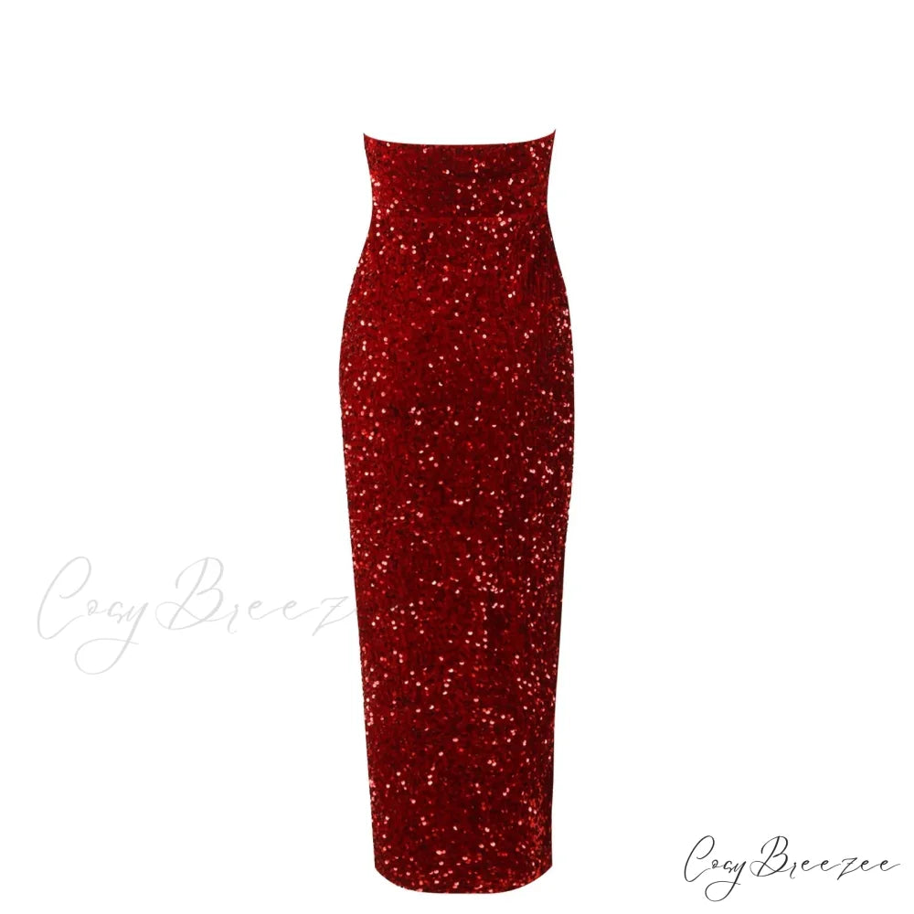 Summer Sequin Sexy High Slit Elegant Christmas Party Dress