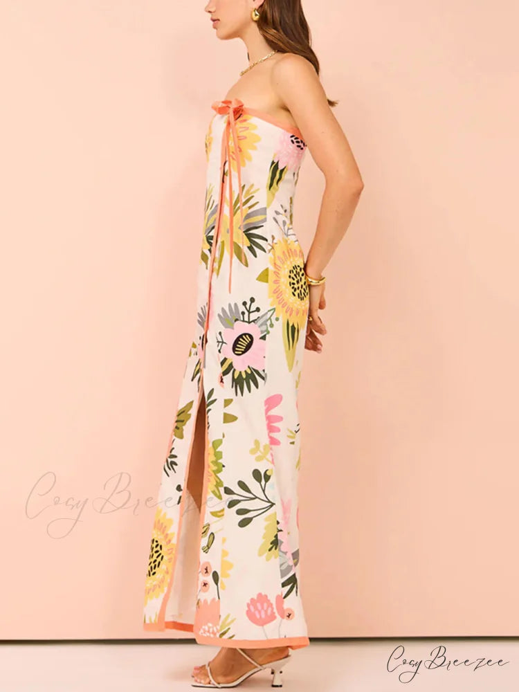 Summer Sexy Split Charming Wrap Printed Dresses