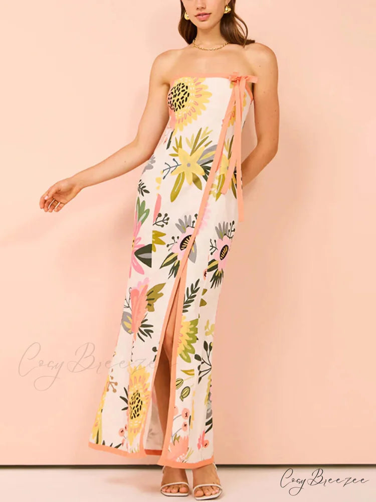 Summer Sexy Split Charming Wrap Printed Dresses