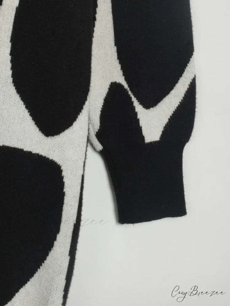 Sweater Gown with Mock Neck Contrast