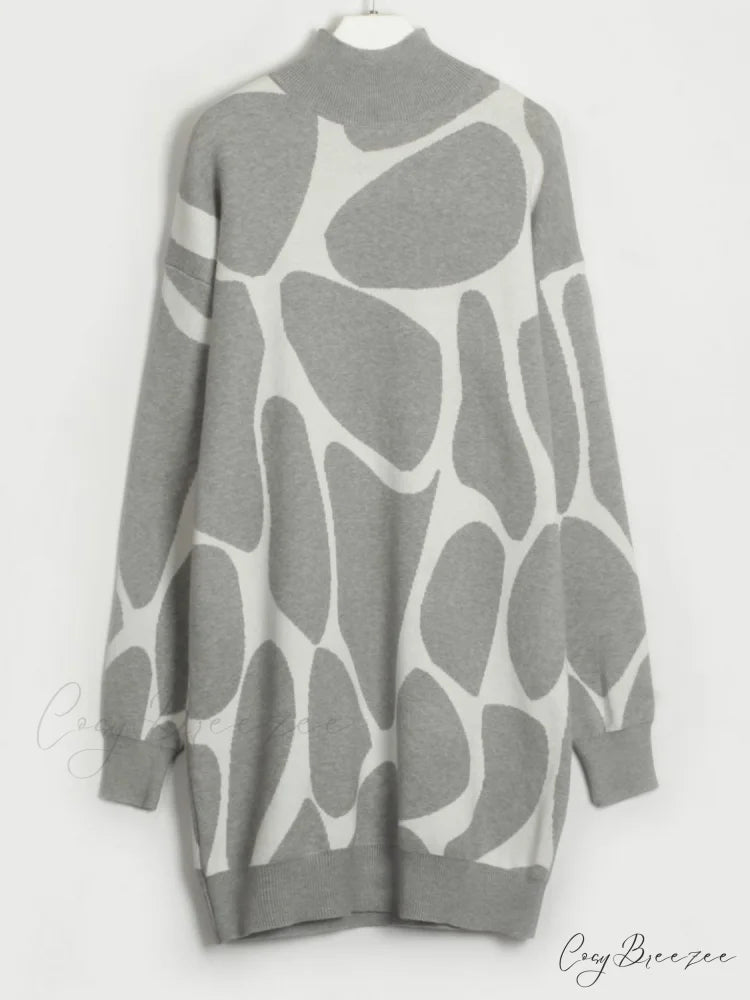 Sweater Gown with Mock Neck Contrast