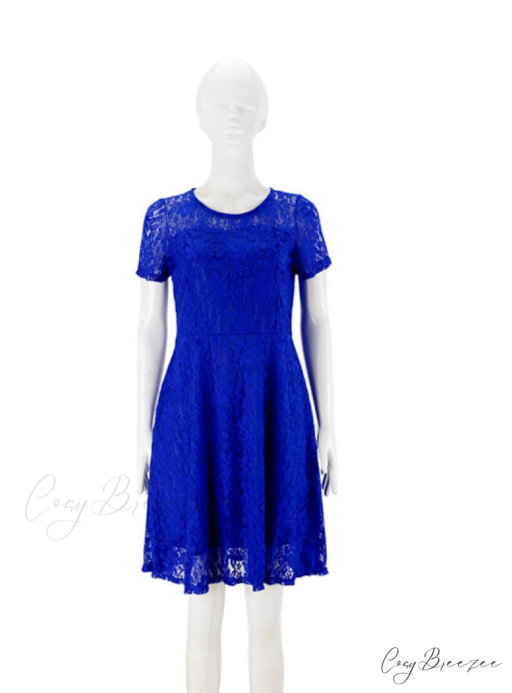 Sweet Lace Dress Sexy Party Princess Slim M / Blue