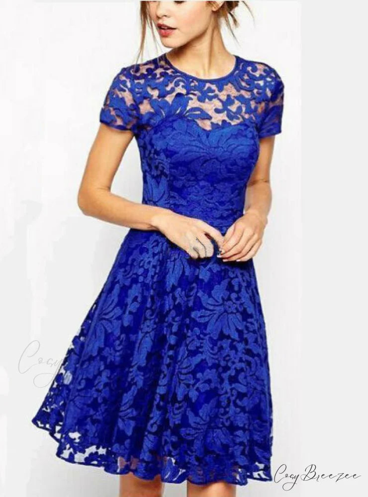 Sweet Lace Dress Sexy Party Princess Slim S / Red