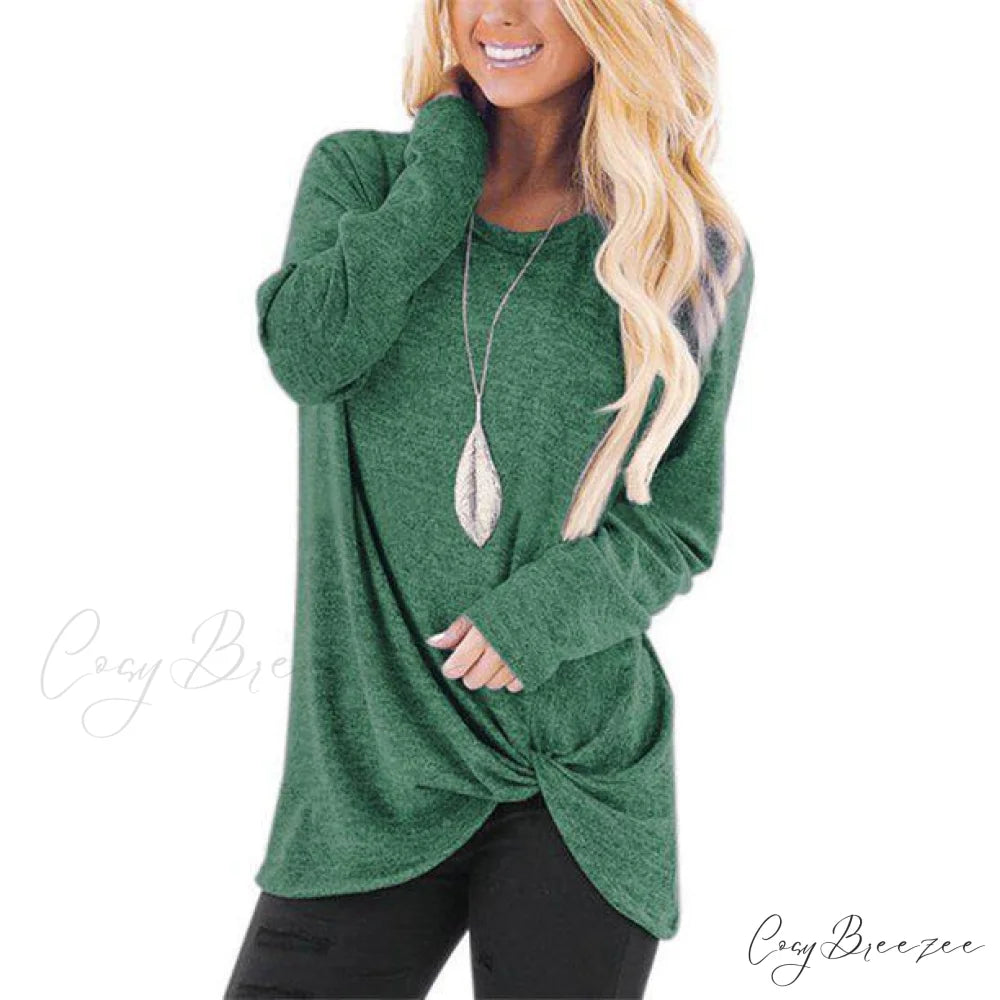 T-Shirt for Solid Arm Long Casual Women Green / S