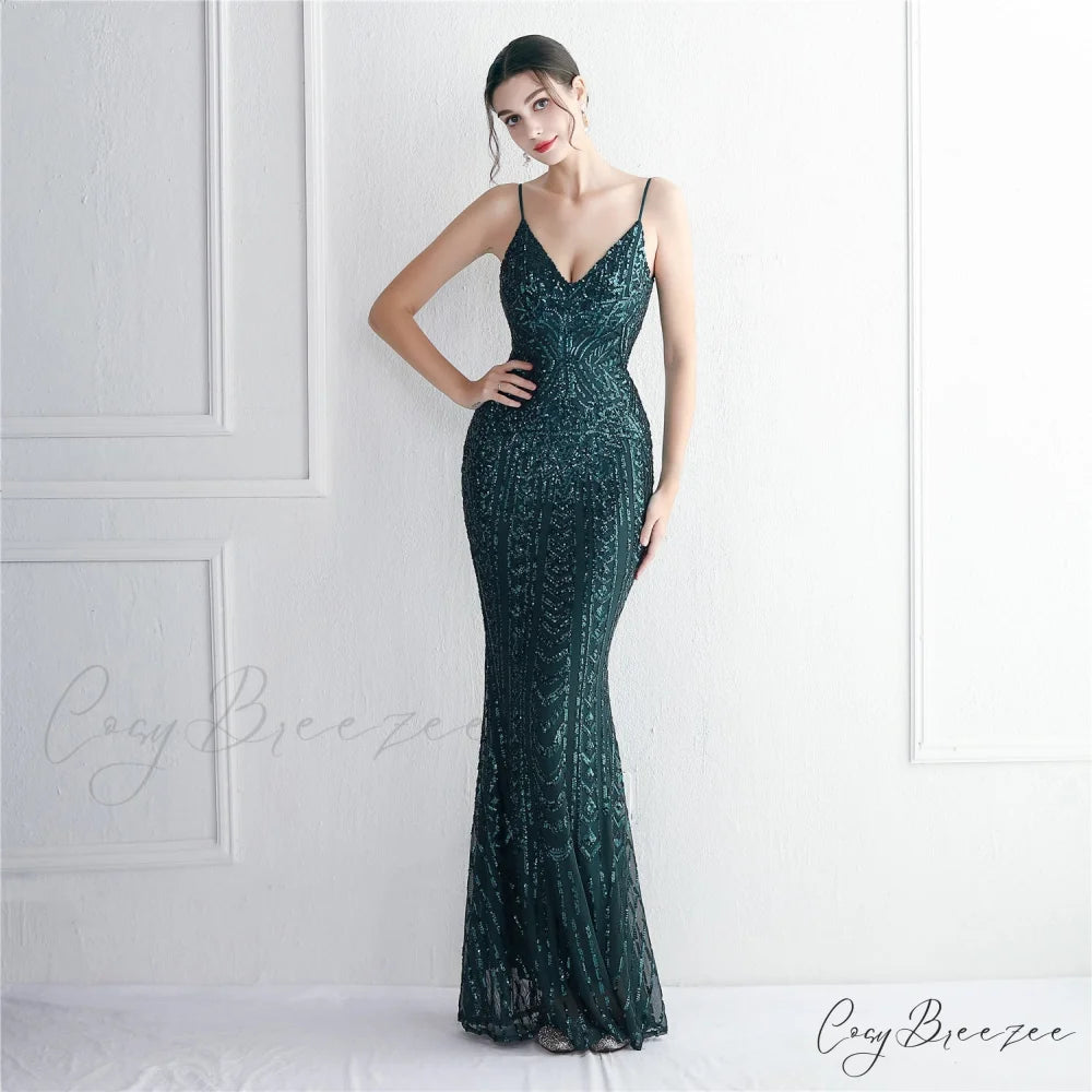 Taisia Formal Stylish Sequin Scroll Dress