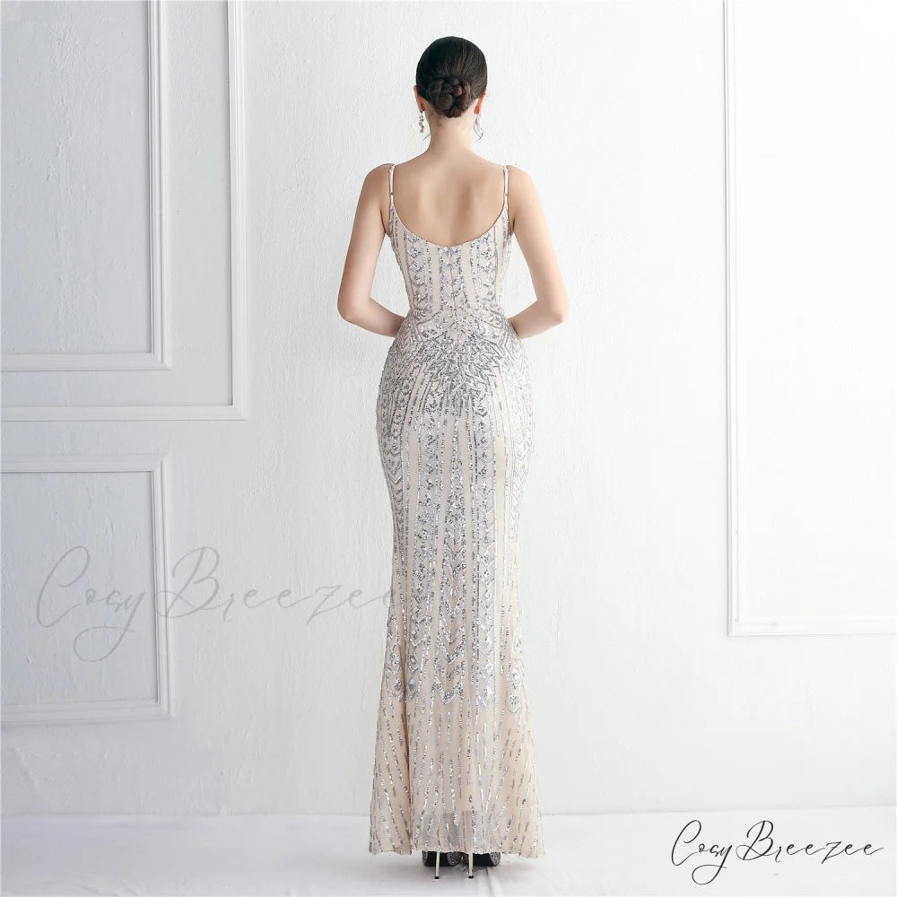 Taisia Formal Stylish Sequin Scroll Dress