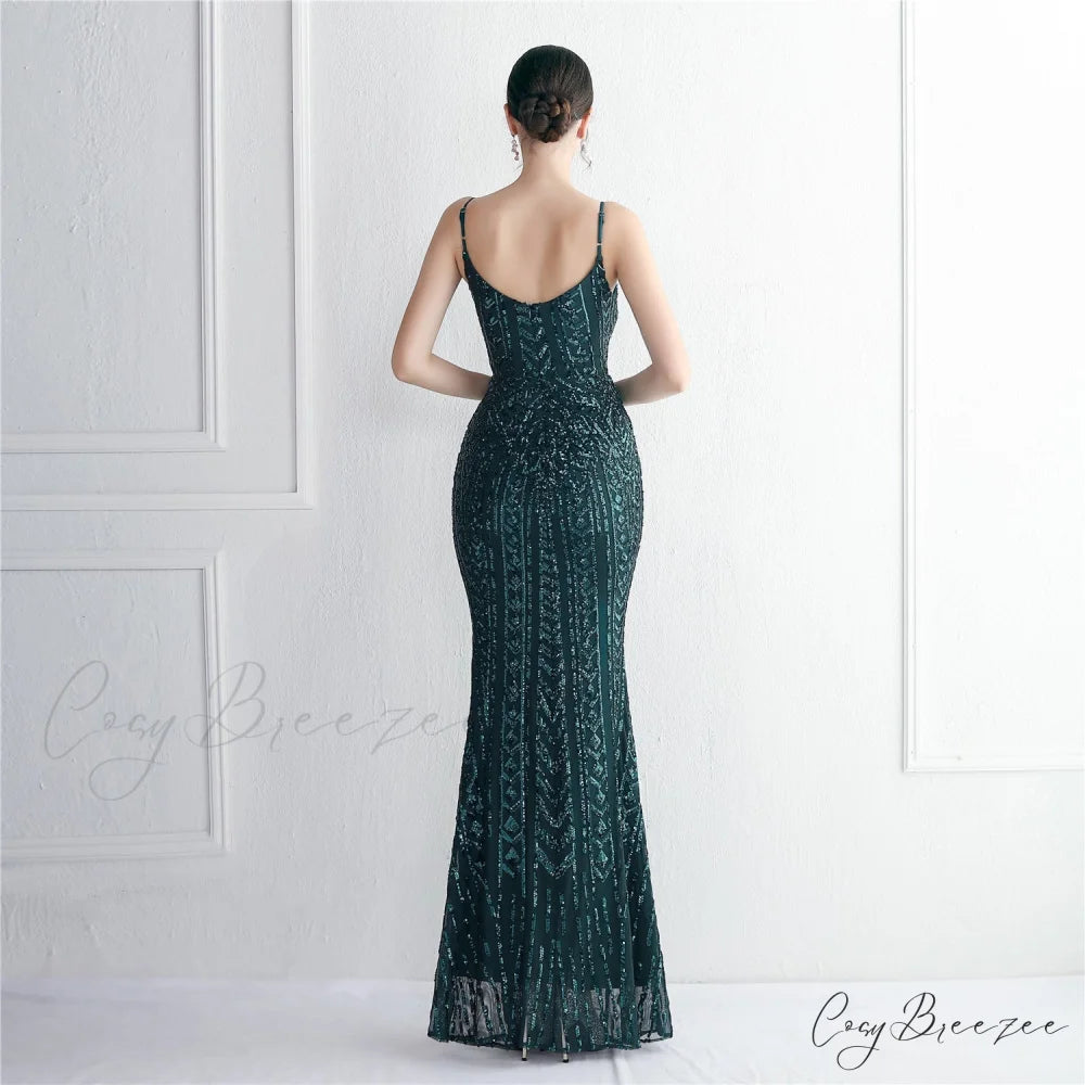 Taisia Formal Stylish Sequin Scroll Dress