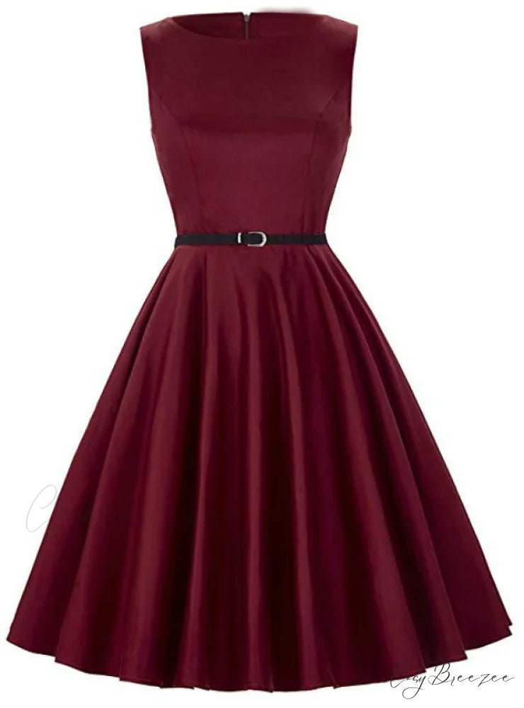 Tea Vintage Gown - Black Sleeveless S / BURGUNDY