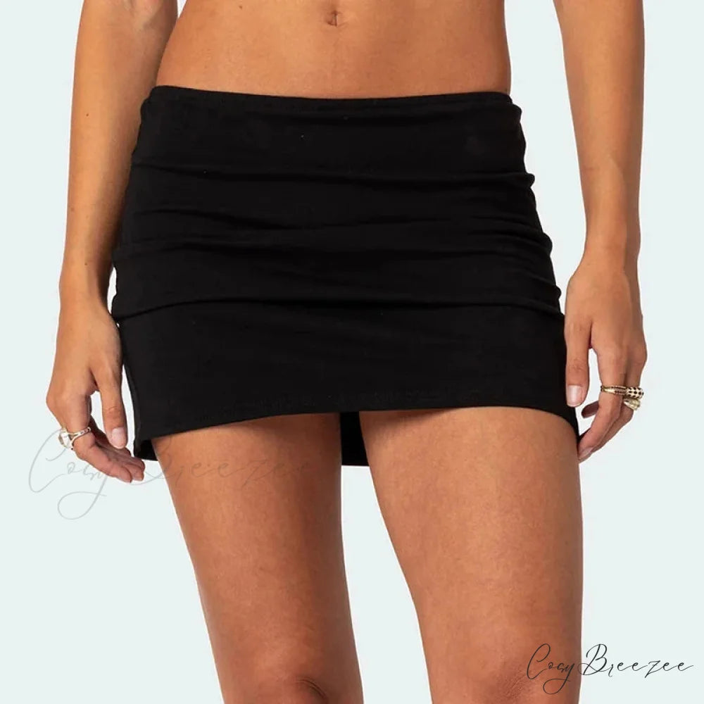 Tennis Wrap Bodycon Mini Skirt Black / S skirts-250223