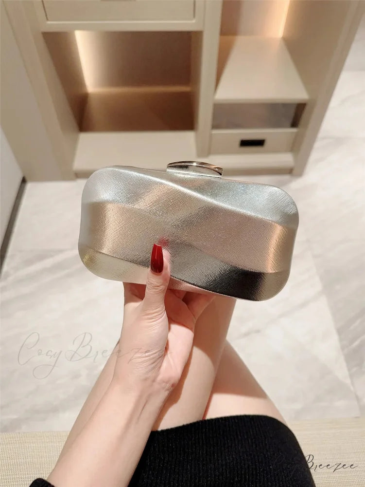 Textured Square Box Evening Wedding Clutch Bag Silver / Mini(Max Length<20cm) clutchbag-250126