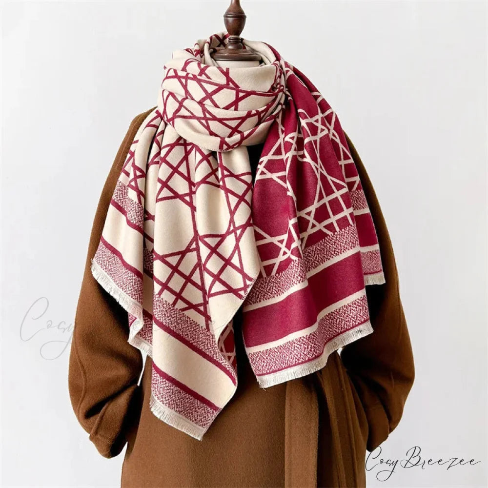 Thick Cashmere Pashmina Shawl Scarf red1 scarf-241228