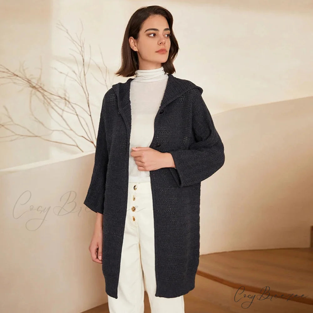 Thick Pure Wool Cozy Button Hooded Comfortable Stylish Warm Sweater