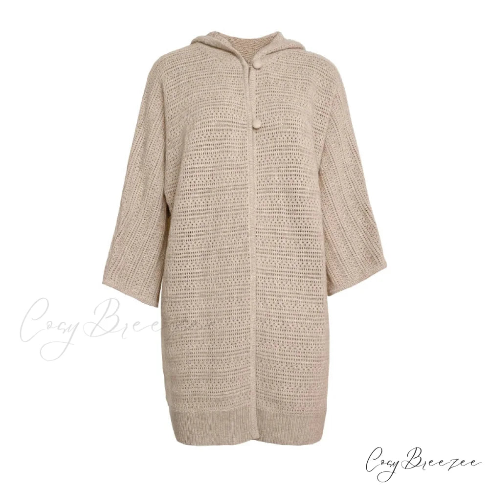 Thick Pure Wool Cozy Button Hooded Comfortable Stylish Warm Sweater GRAY / S
