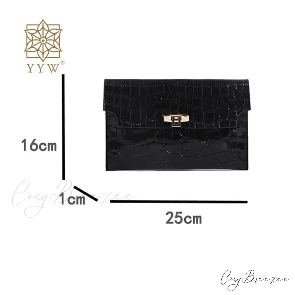 Thin Envelope Crocodile Pattern Clutch wristlet-250126