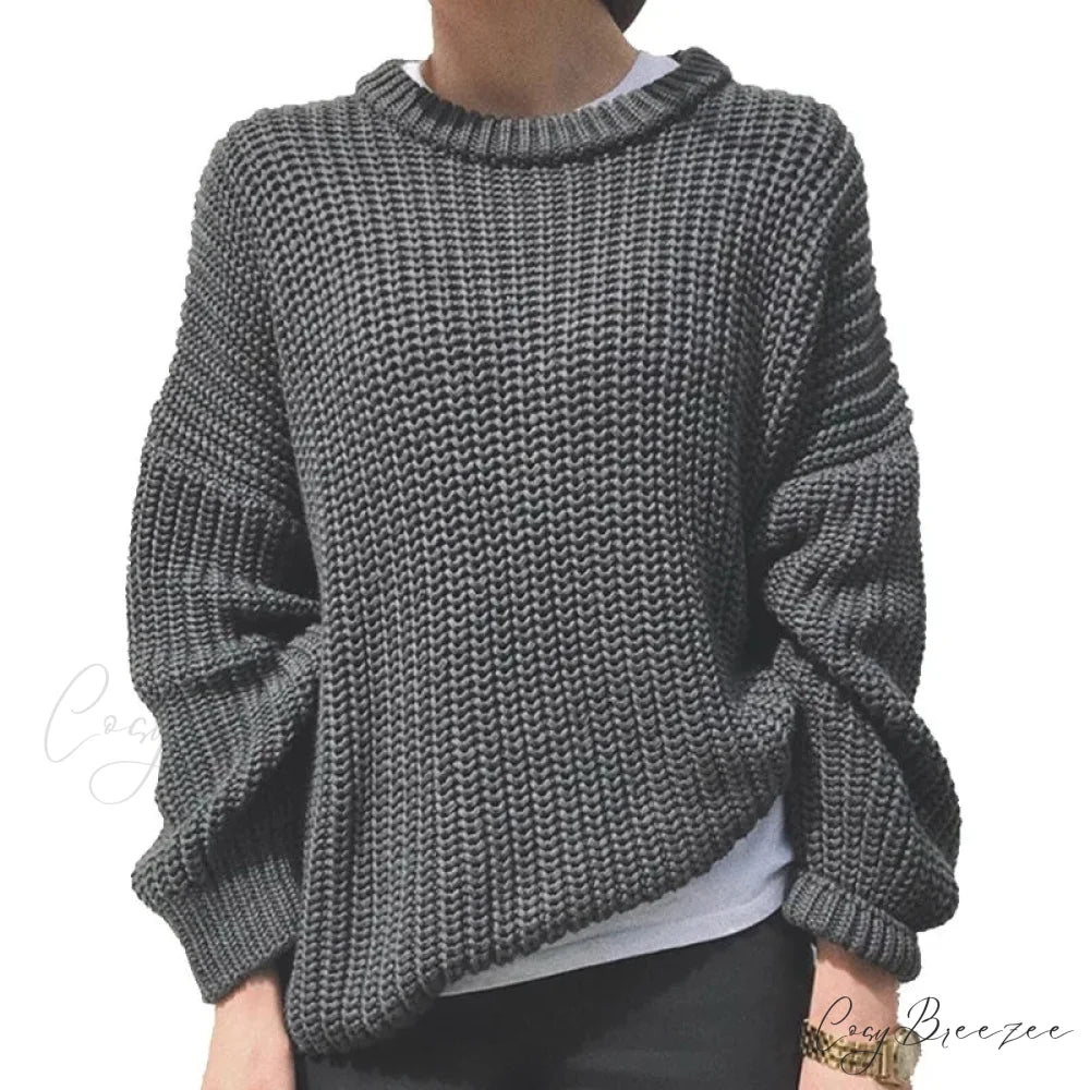 Three-Quarter Sleeve Elegant Khaki Sweater Grey / S swraters-241228
