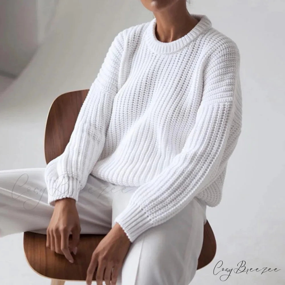 Three-Quarter Sleeve Elegant Khaki Sweater White / S swraters-241228