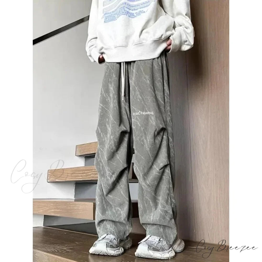 Tie Dye Corduroy Wide Leg Pants grey / S pants-241228