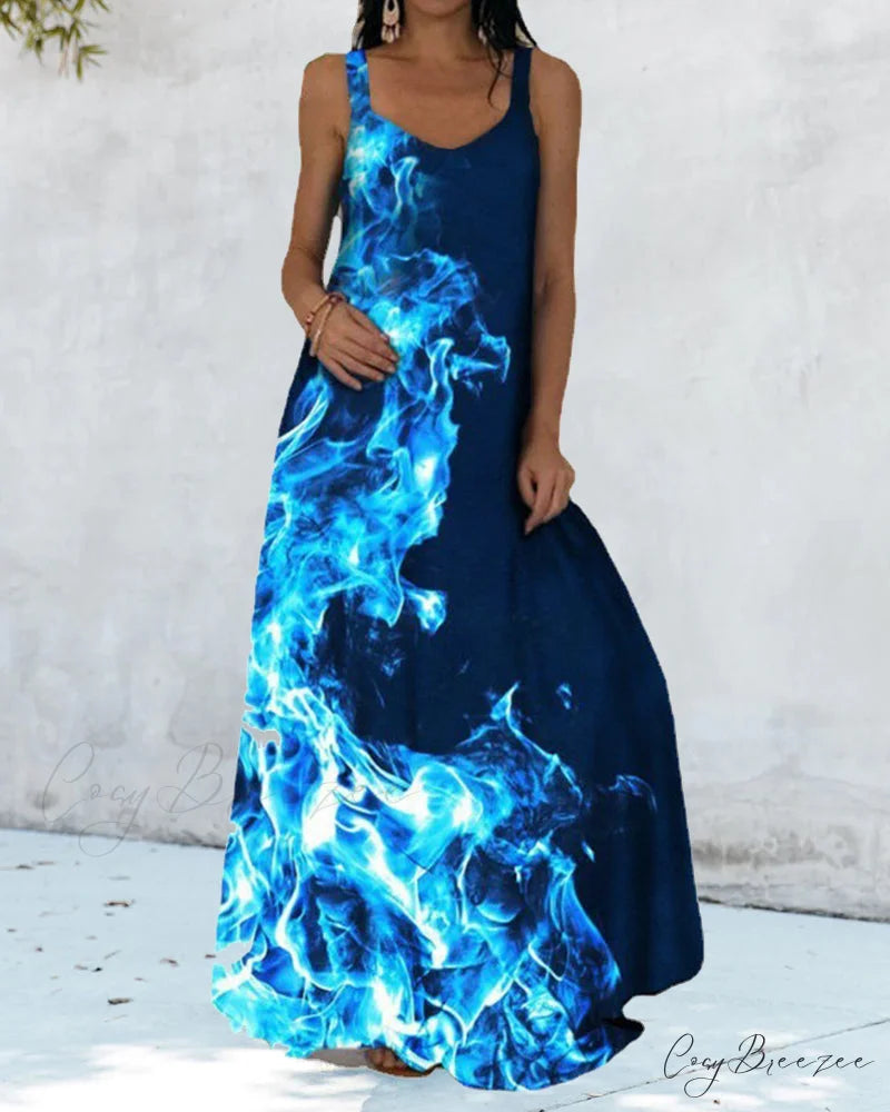 Tie-dye dress Navy Blue / S