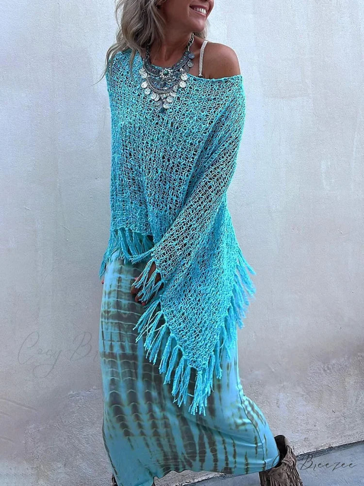 Tie-Dye Elastic Stylish Waist Maxi Skirt