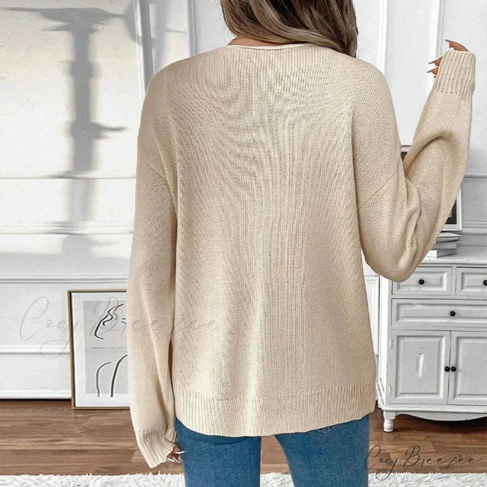 Tie-Up Round Neck Solid Sweater Coat Cardigan cardiagn-250126