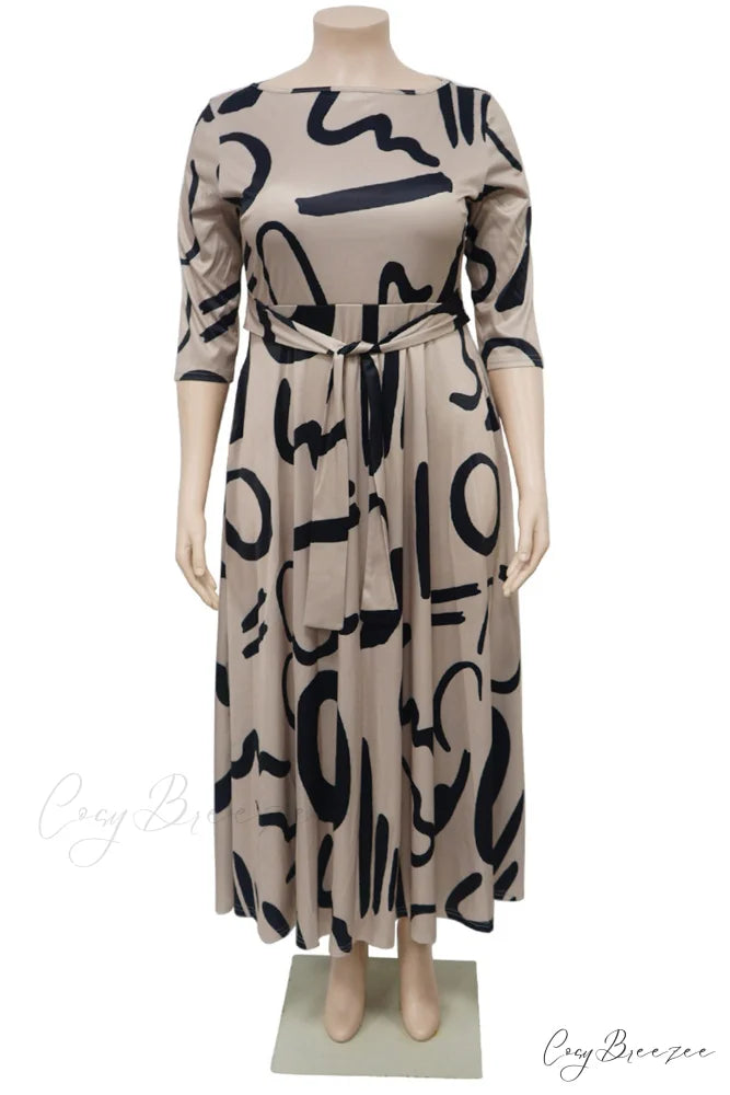 Tie-waist Dress with Print