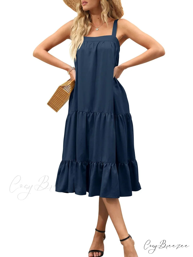 Tiered Maxi Tent Dress in Red M / Black