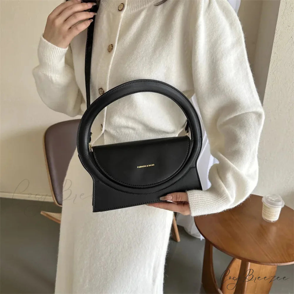 Top Brand Round Handle Luxury Leather Crossbody Handbag handbag-250126