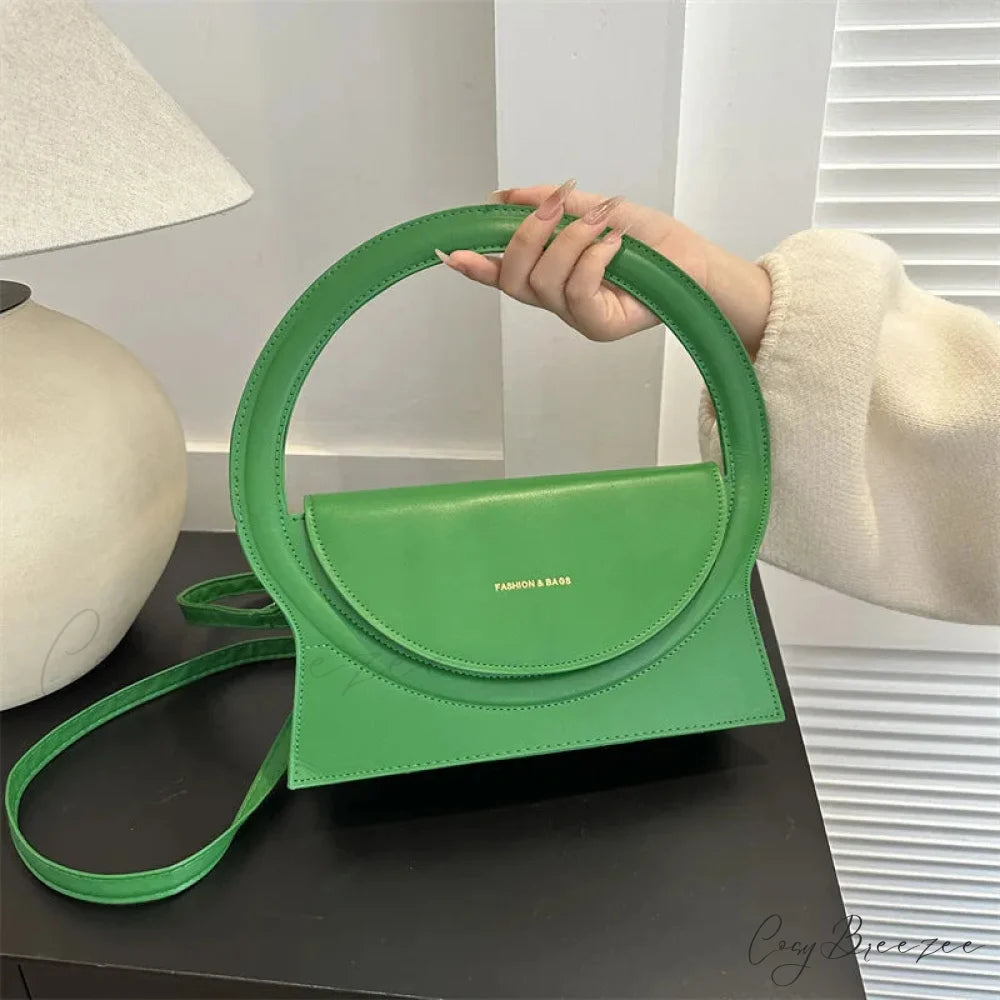 Top Brand Round Handle Luxury Leather Crossbody Handbag handbag-250126