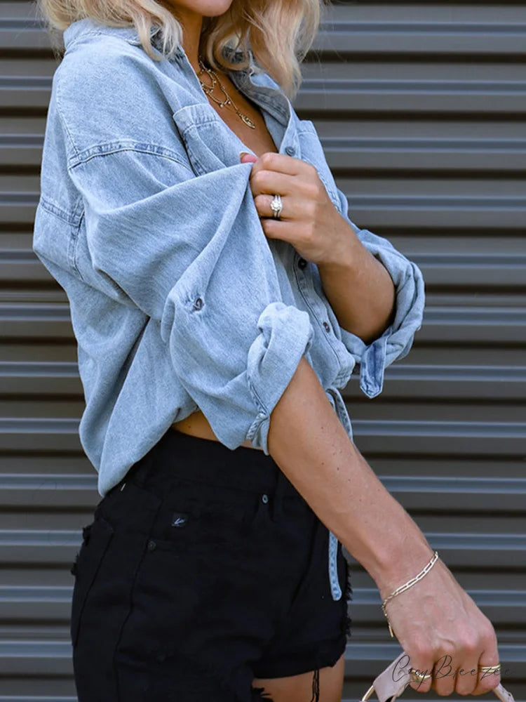 Top with Tie Denim Detail