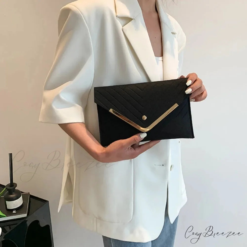 Trendy Evening Felt Envelope Clutch wristlet-250126