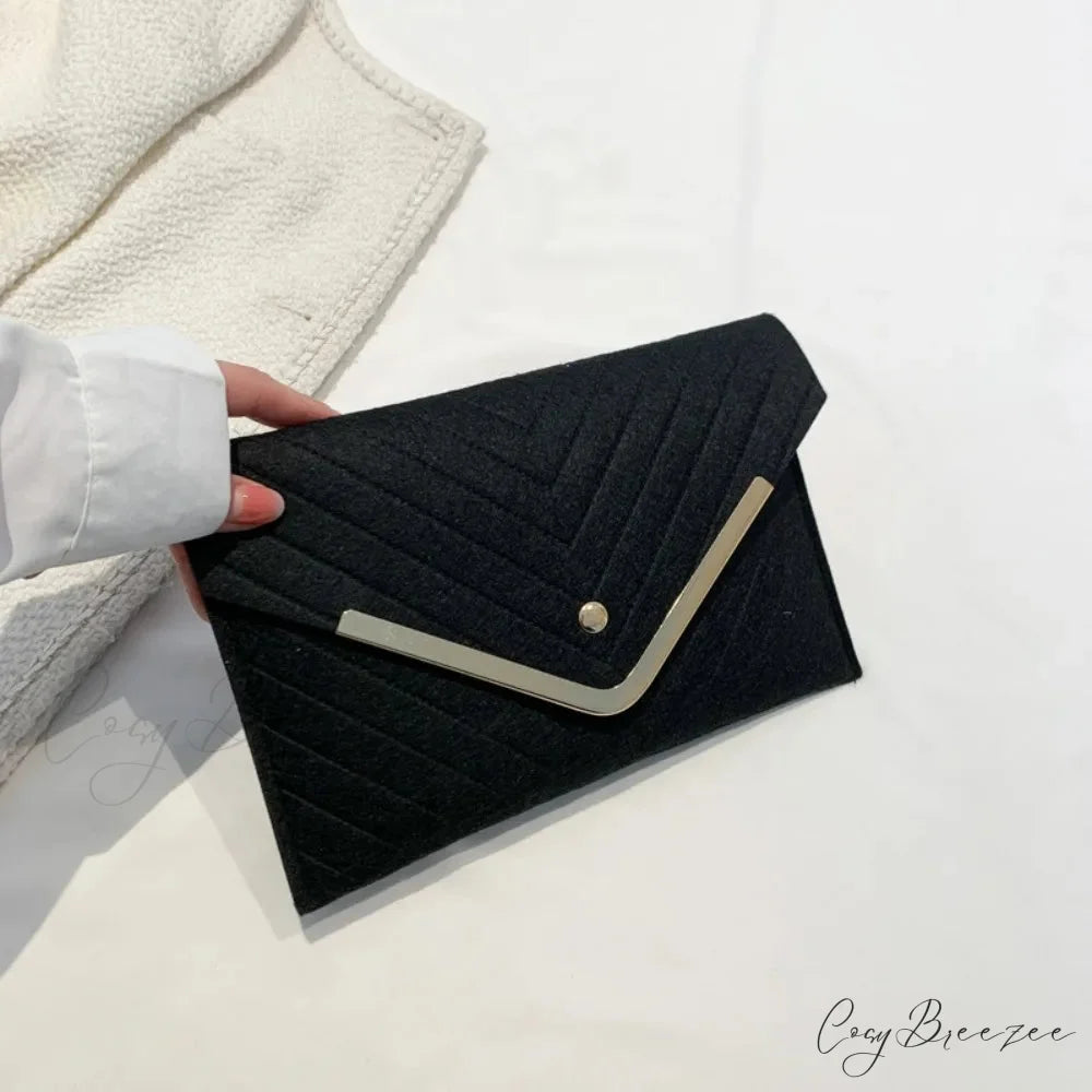 Trendy Evening Felt Envelope Clutch wristlet-250126