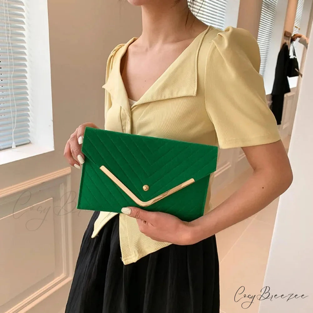 Trendy Evening Felt Envelope Clutch wristlet-250126
