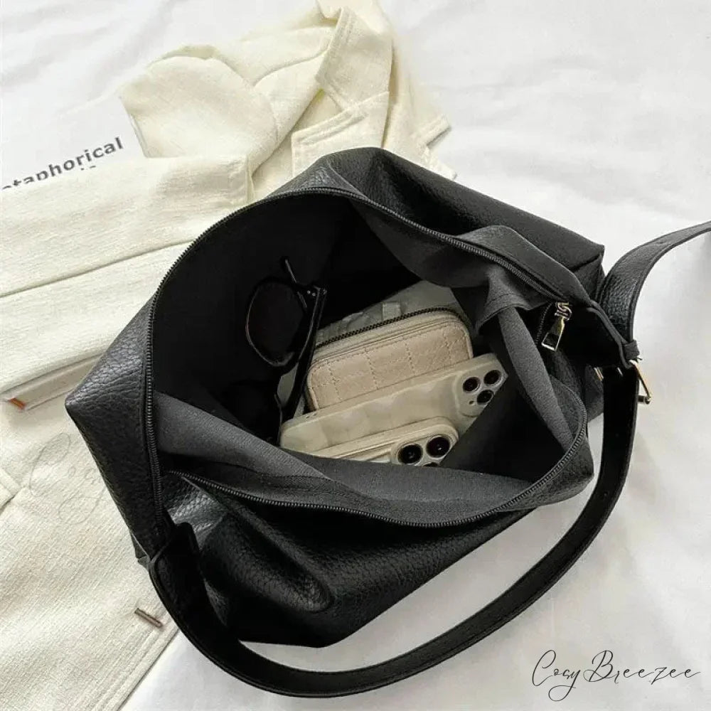 Trendy Leather Tote Bag shoulder-250126