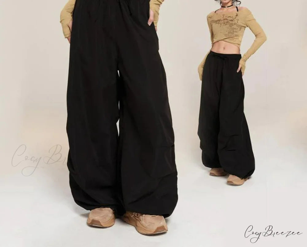 Trendy Loose Workwear Cargo Pants Black / S (35-45KG) pants-241228