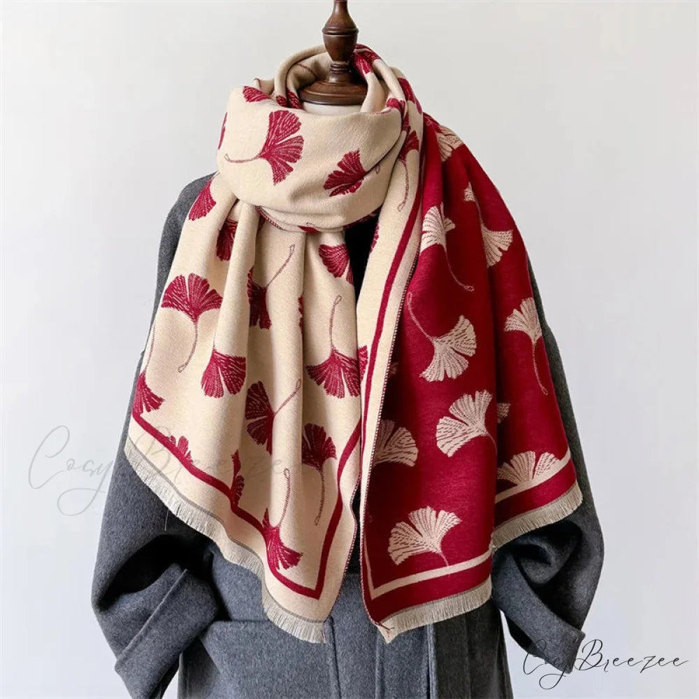 Trendy Winter Warm Cashmere Scarf red scarf-241228