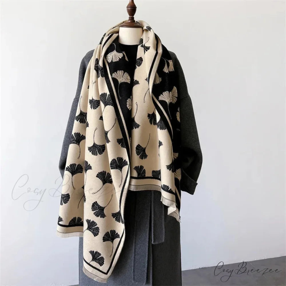 Trendy Winter Warm Cashmere Scarf white 1 scarf-241228