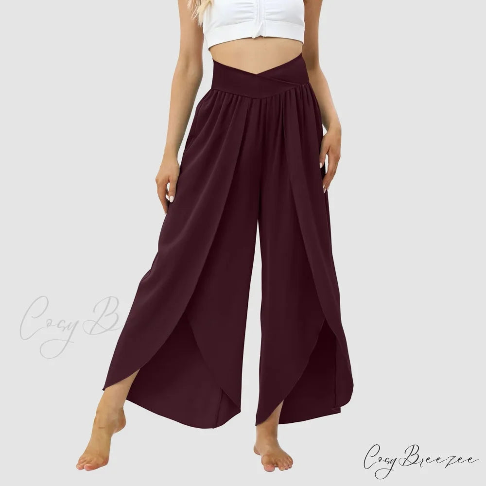 Tulle Ruffled Pleated Summer Pants Wine / S pants-241228