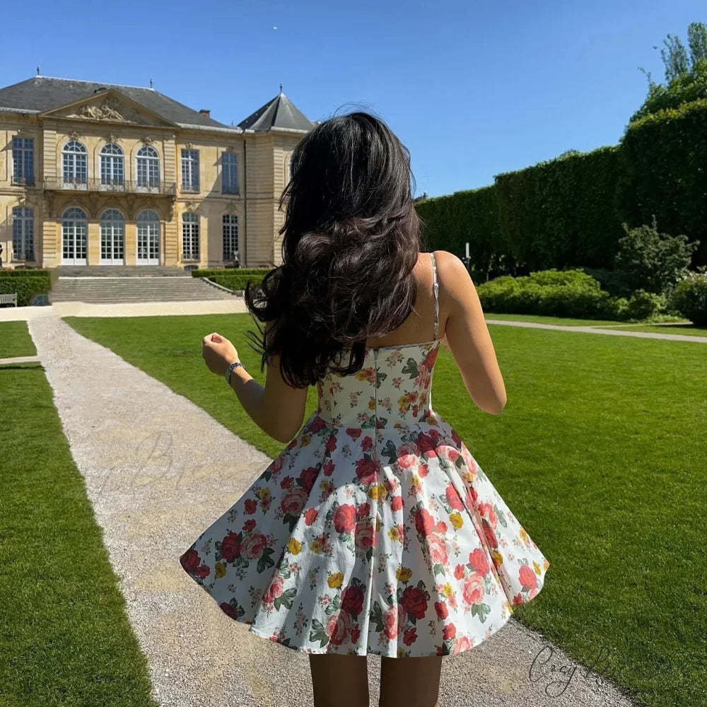 Tulle Skirt Floral Print A-line Dress floraldress-250126