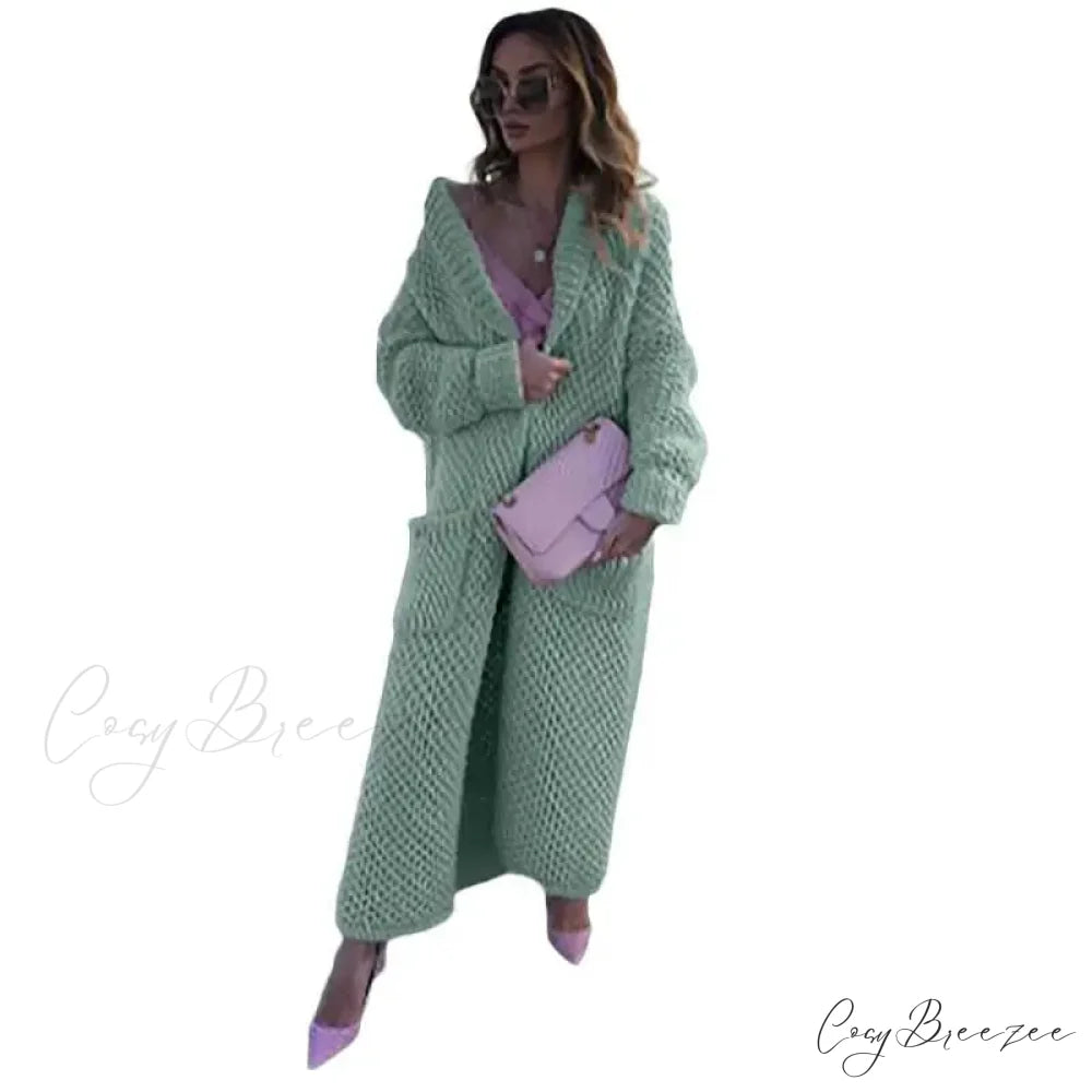 Turn Down Collar Knitted Cardigan Green / S cardigans-241228