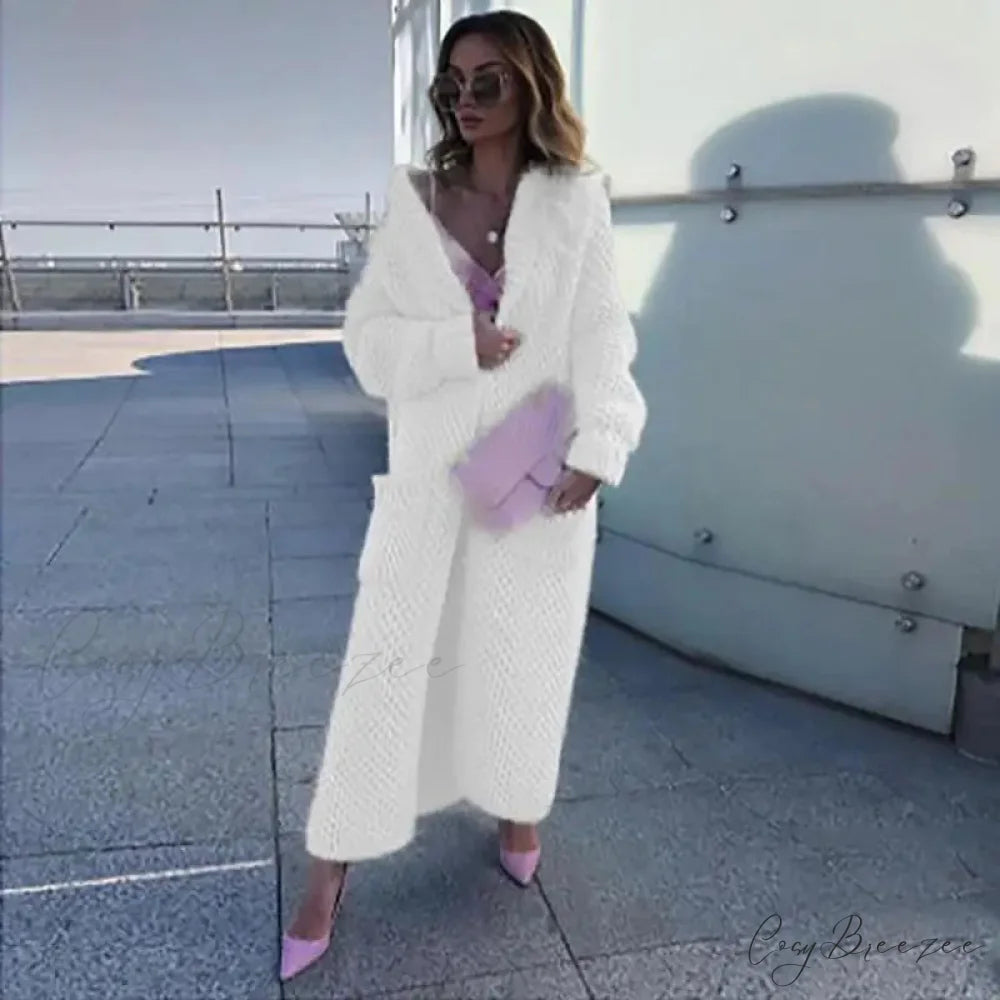 Turn Down Collar Knitted Cardigan WHITE / S cardigans-241228
