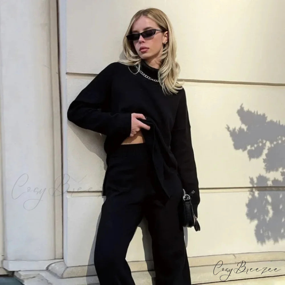 Turtleneck Casual Long-Sleeved Knitted Sweater swraters-241228