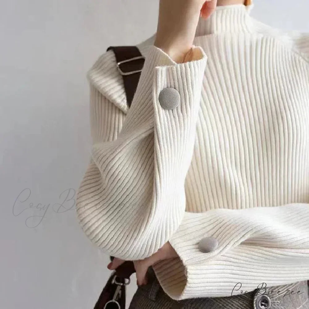 Turtleneck & Crochet E-girl Year-round Sweater White / One Size swraters-241228
