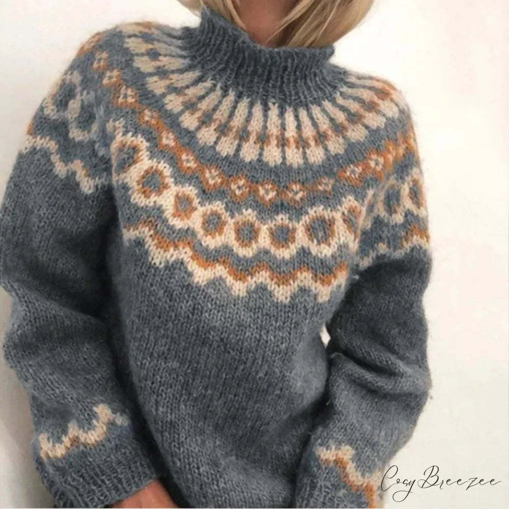 Turtleneck Crochet Urban Sweater gery / S swraters-241228