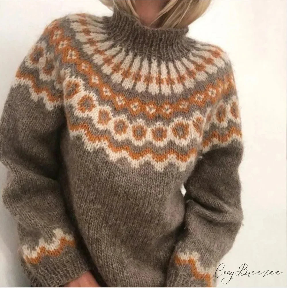 Turtleneck Crochet Urban Sweater khaki / S swraters-241228