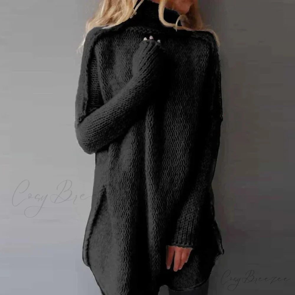 Turtleneck Loose Basic Sweater Black / S swraters-241228