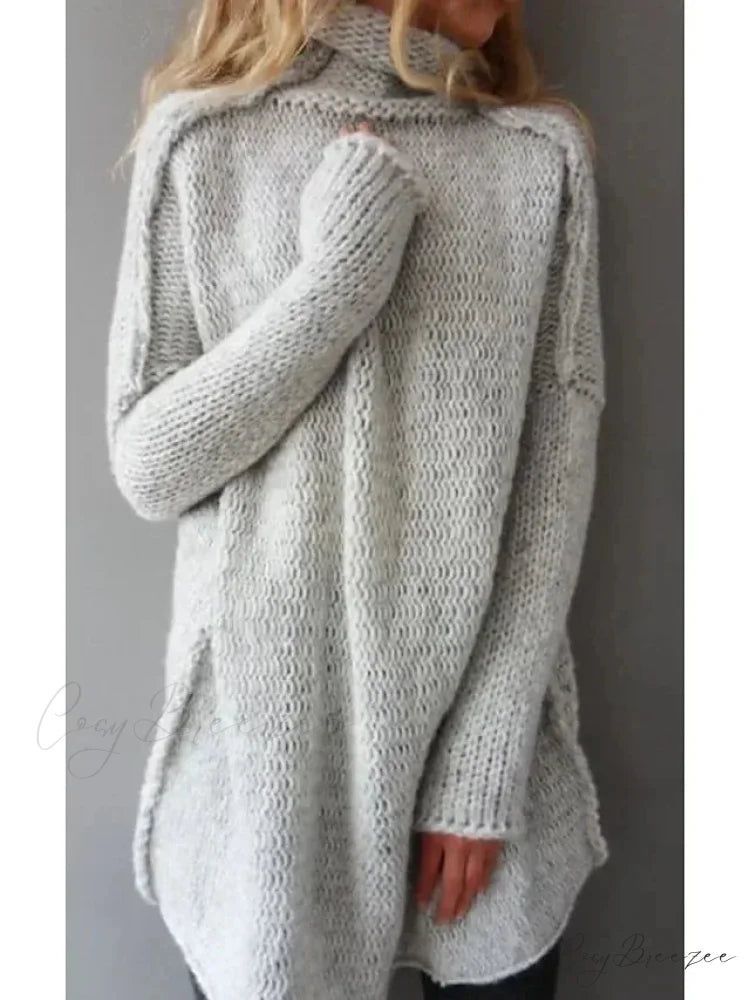 Turtleneck Loose Basic Sweater swraters-241228