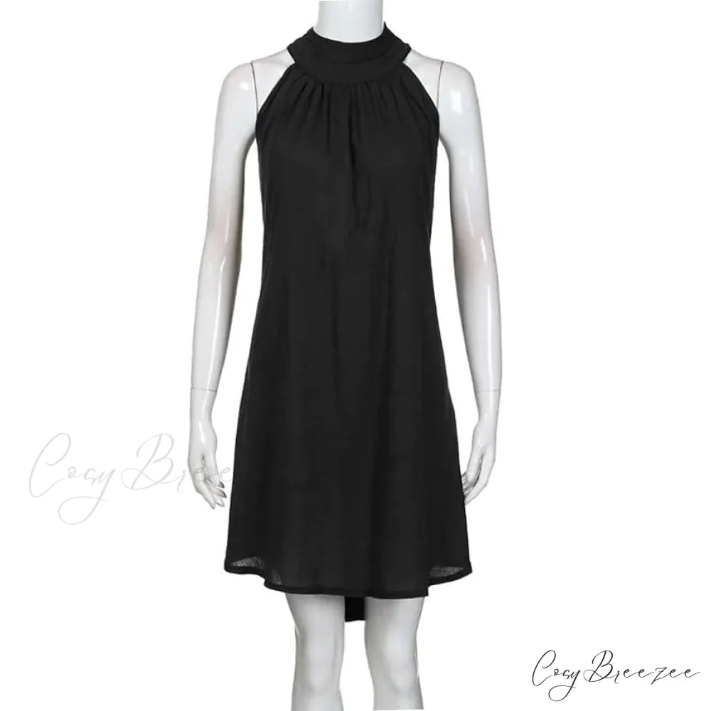 Turtleneck T-Shirt Dress for Women Black / S