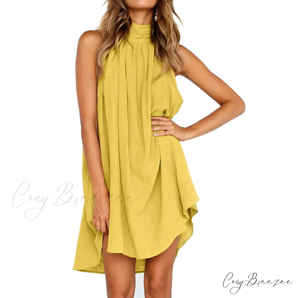 Turtleneck T-Shirt Dress for Women Yellow / S